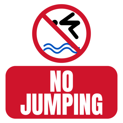 Pool No Jumping Public Safety Warning Sign Template